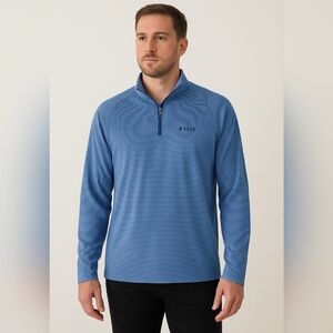 🍁Holderness & Bourne Men’s Blue Striped Quarter Zip Pullover – Size L